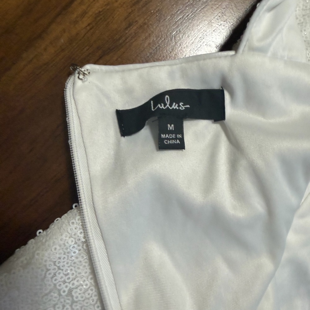 Lulu's White Sequin Mini Dress - Picture 7 of 8
